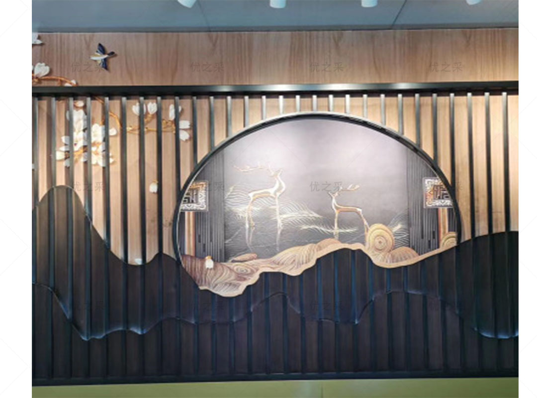 山巒不銹鋼屏風 鏤空式黑鈦不銹鋼屏風定制